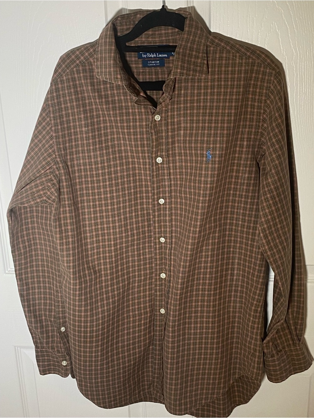 Polo by Ralph Lauren Brown Plaid Button-Down Shirt with Blue Pony Logo